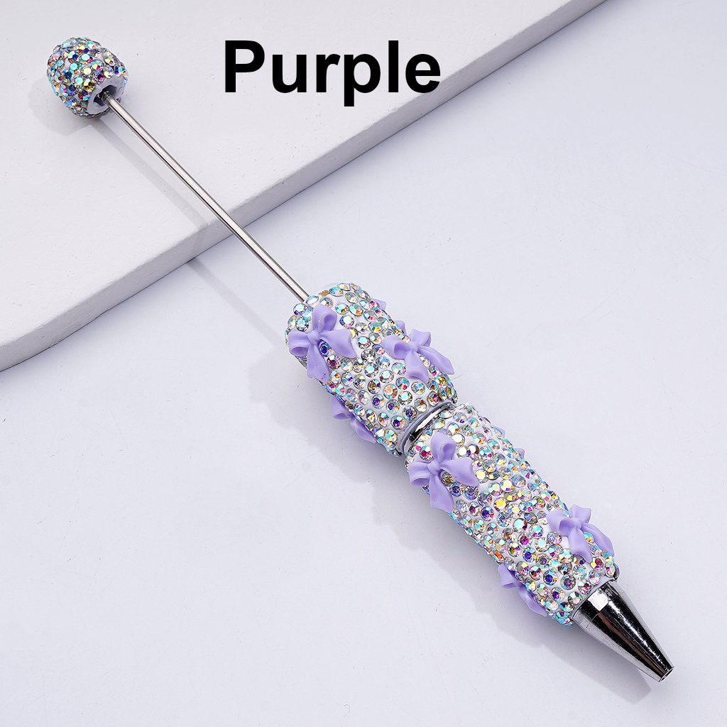 Beadable Clay Pens with Cute Bowknots AB Rhinestones Covered the Entire Pen