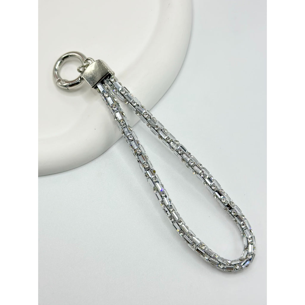 Anti-lost Cellphone Chain with Glass Rhinestone Strap, Around 140MM ll Clear Fixing Plate For Mobile Phone Case Lanyard Hanging