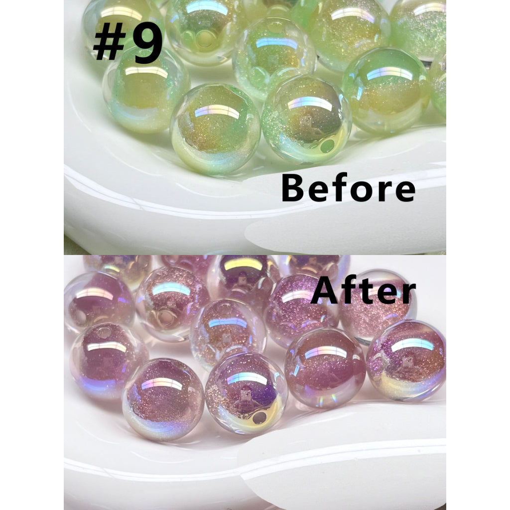 Glossy Shiny Glitter Color Changing Round Acrylic Beads, 16MM