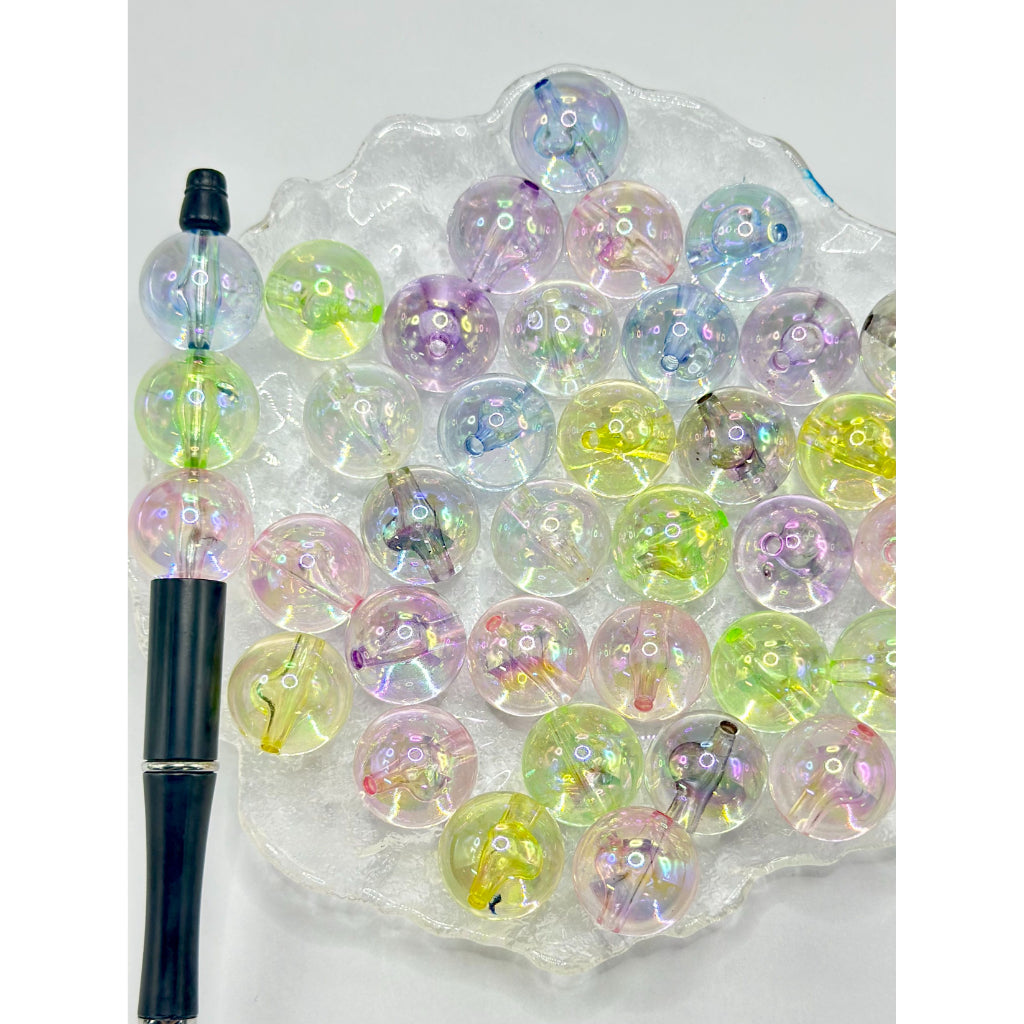 カラフルな透明丸型アクリルビーズ、ランダムミックス、20mm