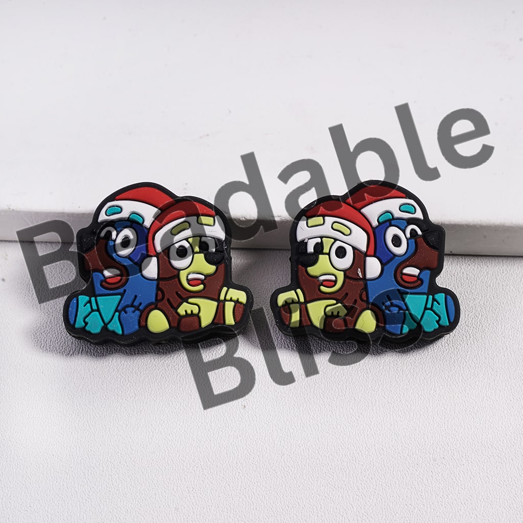 Blue Dog Bingo Christmas Silicone Focal Beads  (ship out in around 4-6 Days after ordering)