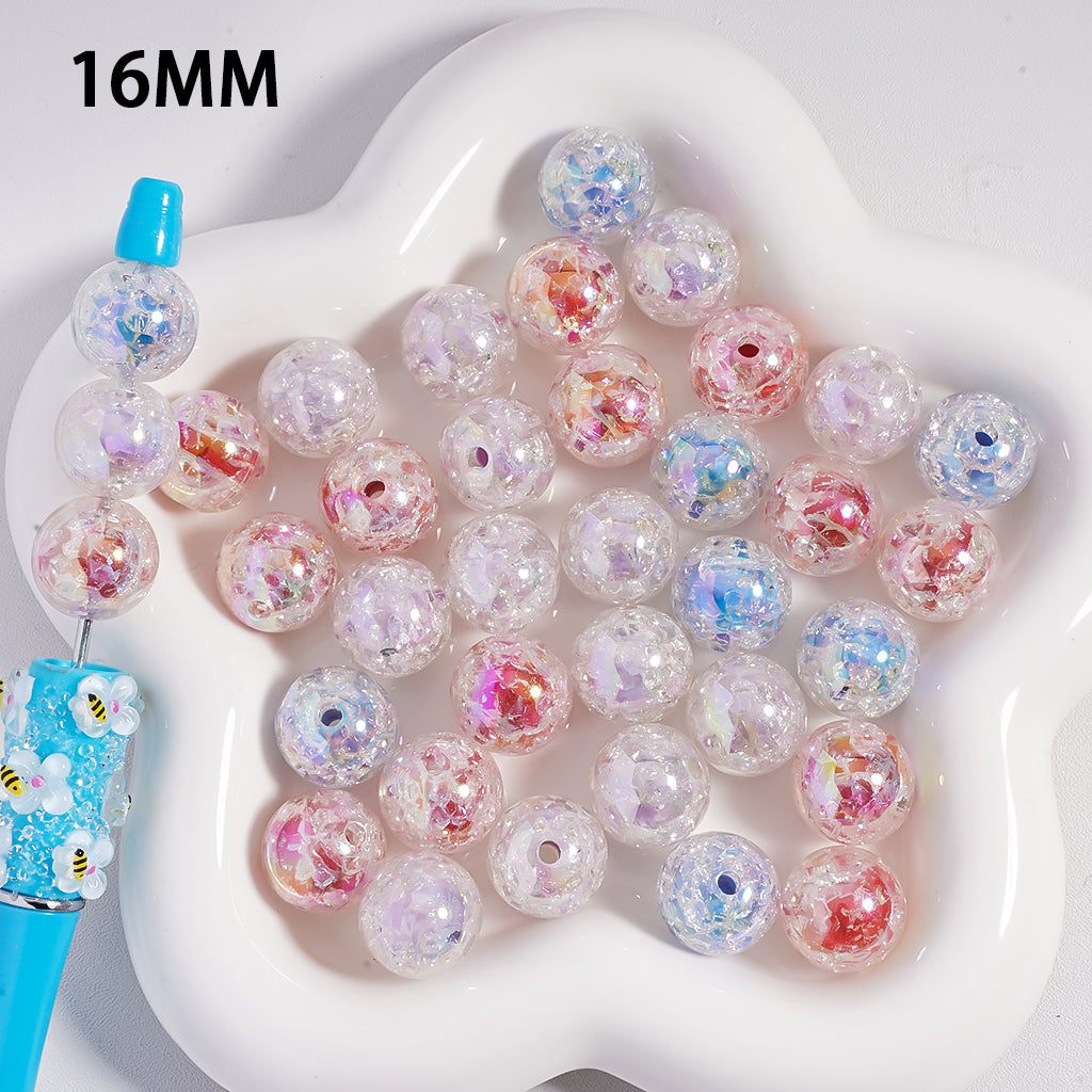 Double Layer Acrylic Crackle Beads 16mm