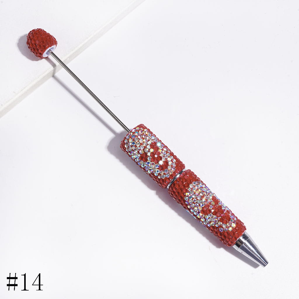 Luminous Beadable Clay Pens with Skull Head Shaped AB Rhinestones Covered the Entire Pen, Halloween Theme, Multi-Color