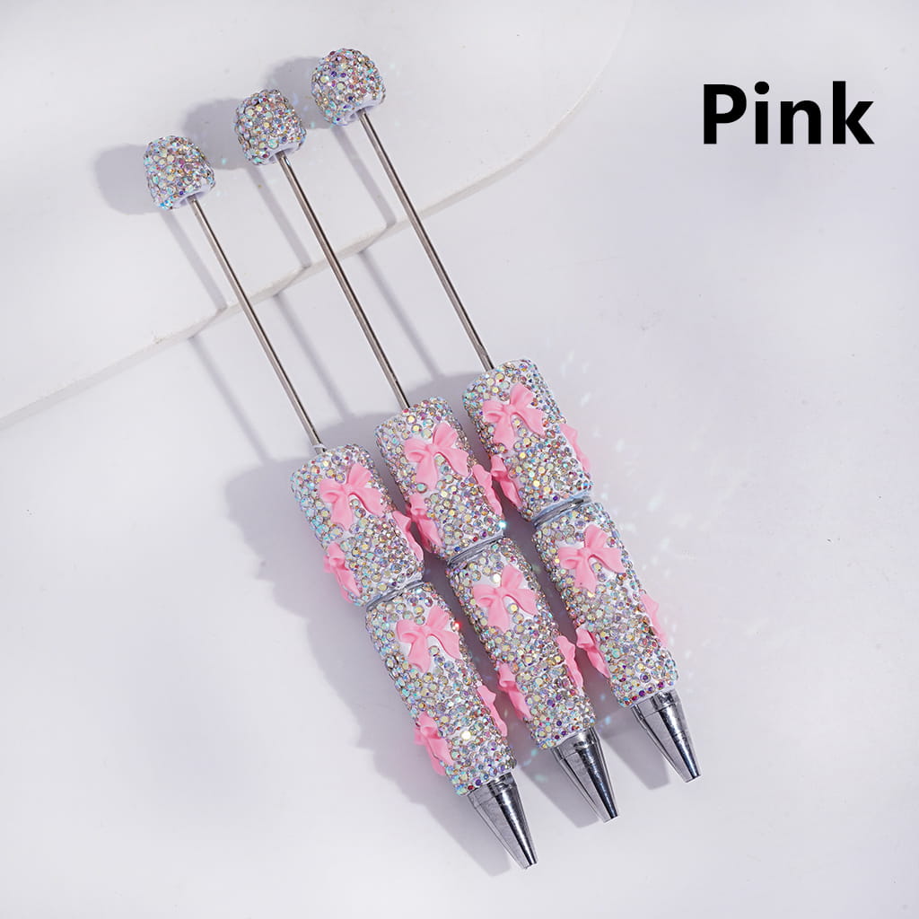 Beadable Clay Pens with Cute Bowtie AB Rhinestones Covered the Entire Pen