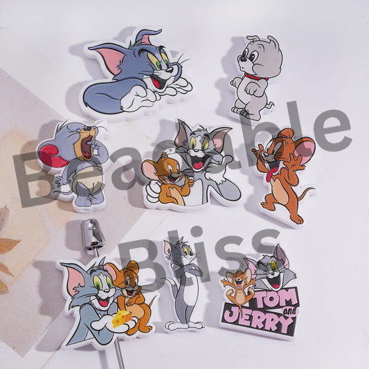 Acrylic Beads Classic Animation Cat and Mouse Character Theme, Random Mix