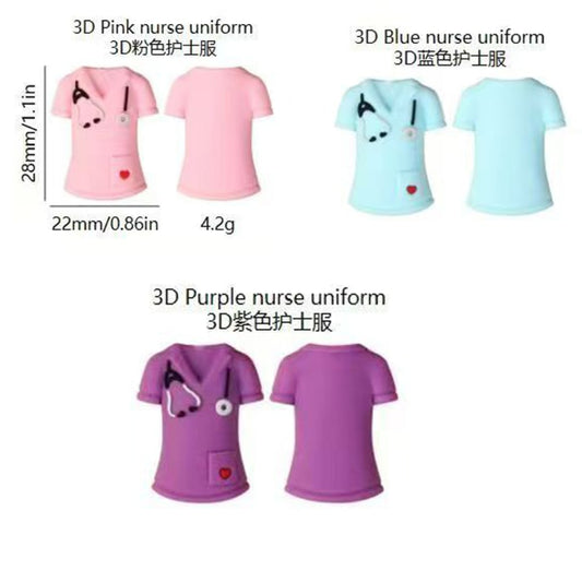 3D Pink Blue Purple Nurse Uniform Silicone Focal Beads