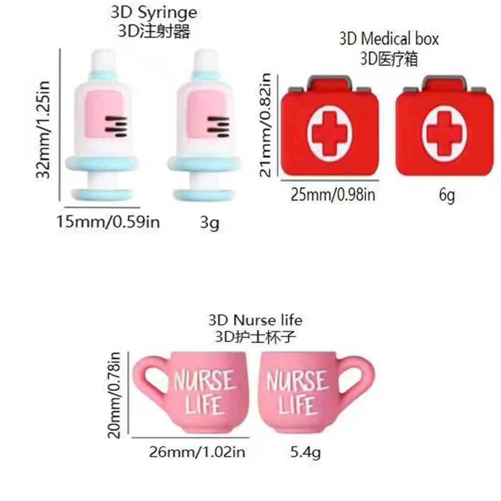 3D Syringe Medical Box Nurse Life Cup Hospital Doctor Silicone Focal Beads