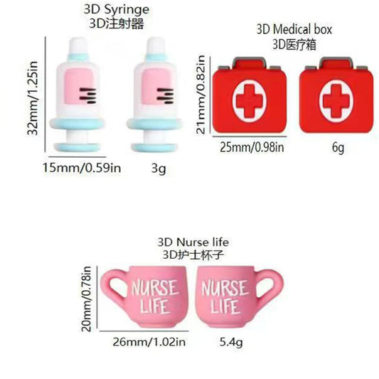 3D Syringe Medical Box Nurse Life Cup Hospital Doctor Silicone Focal Beads