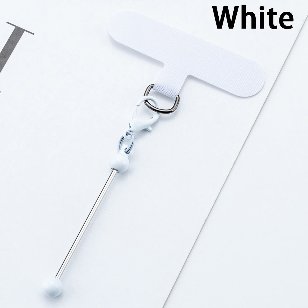 White lanyard with a metal clip on a white background
