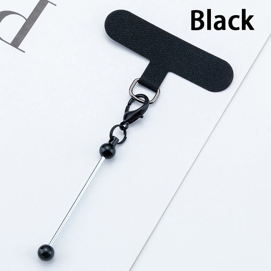 Black fabric strip with a metal clip on a white background