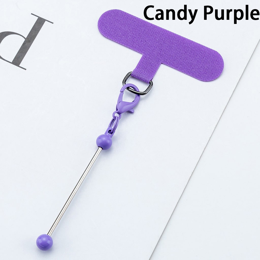 Purple lanyard with a metal clip on a white background