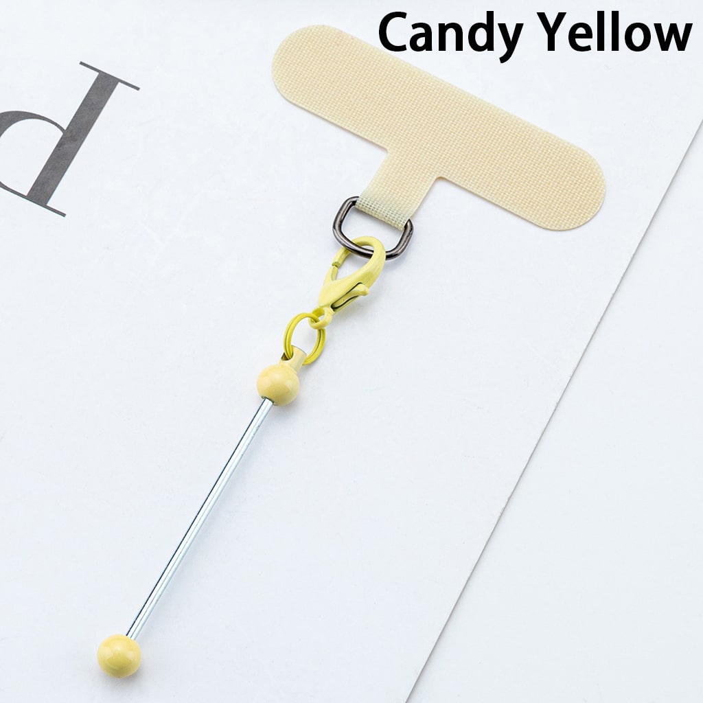 Yellow lanyard with a clip on a white background