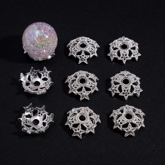 Bead Cages with Stars, Silver Alloy Bead Cap (They Fit 16MM Beads)