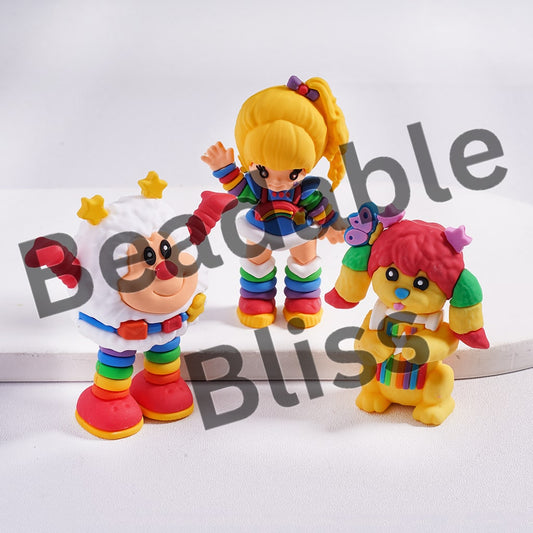 Soft PVC Rubber Figurine or Pen Topper Rainbow Girl Series, Random Mix (Size Varies Between 49 to 63 MM Depending on Figurine)