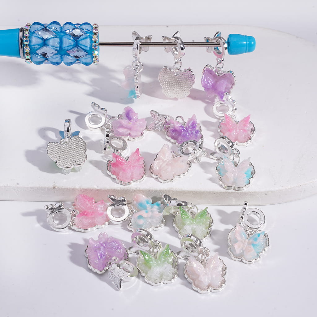 Set of colorful charms on a white background