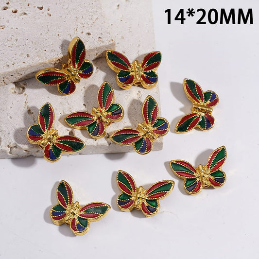 Gold Alloy Butterfly Beads with Three Color Texture, 14*20MM