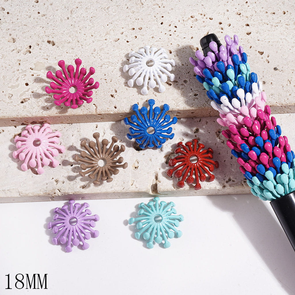 Bead Cages Firework-Shaped Umbrella-Like Structure, Metal Bead Cap, 18MM, Multi-Color, Random Mix (They Fit 16MM Beads)
