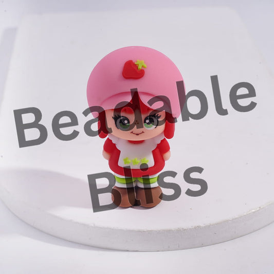 Soft PVC Rubber Figure Cute Berry Girl Character with Pink Hat
