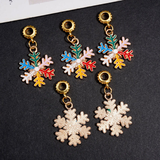 Gold Alloy Bail Beads, Charm Pendants Colorful Snowflake, Jewelry Accessory