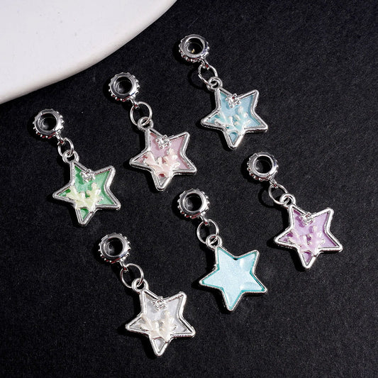 Alloy Bail Beads for Pendants, Big Five-Pointed Star with Antlers, Jewelry Accessory Random Mix