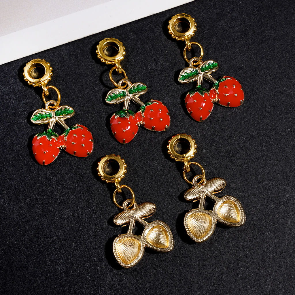 Gold Alloy Bail Beads for Pendants Double Strawberry Jewelry Accessory