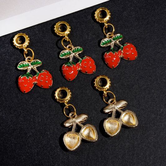 Gold Alloy Bail Beads for Pendants Double Strawberry Jewelry Accessory