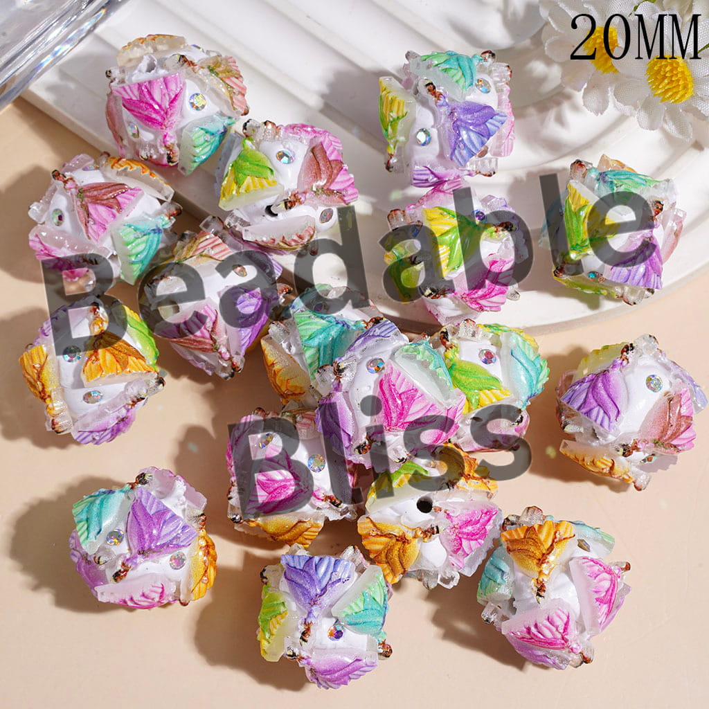 20MM - Princess with Various Colors Ball Gown and AB Rhinestones Clay Beads