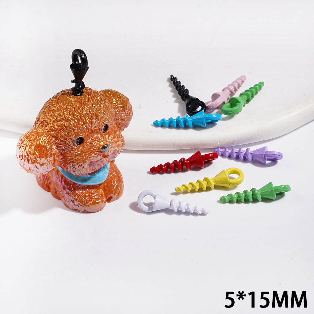 Metal Self Tapping Eye Screws for DIY Jewelry Making, Charm Pendant Craft Accessories, 5*15MM Random Mix Multi-Color (Don't Include Dog)