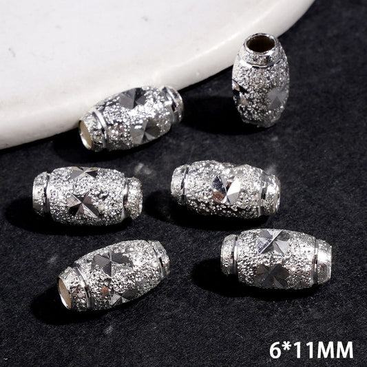 Tiny Barrel-Shaped Metal Beads with Butterfly in Knife Carved Design, Jewelry Accessories 6*11MM, Silver