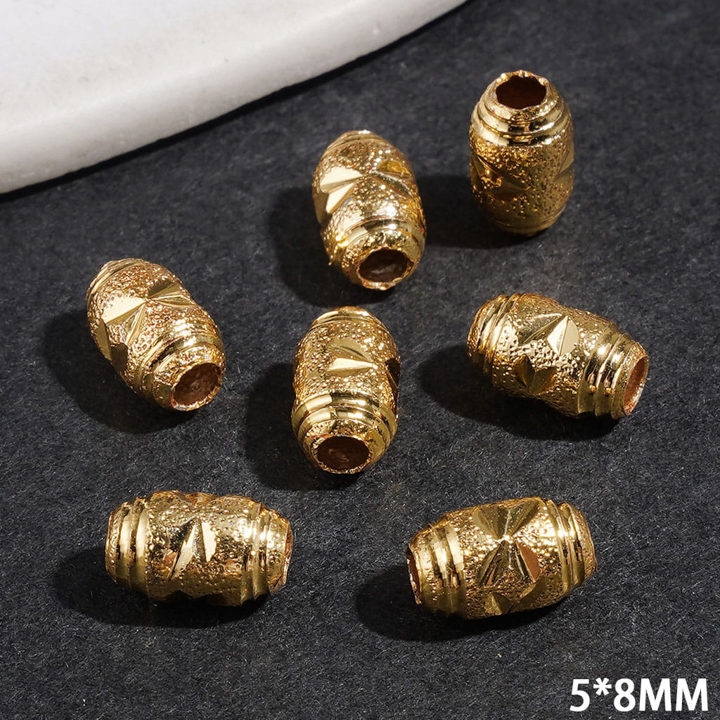 Tiny Barrel-Shaped Metal Beads with Butterfly in Knife Carved Design, Jewelry Accessories 5*8MM, Gold