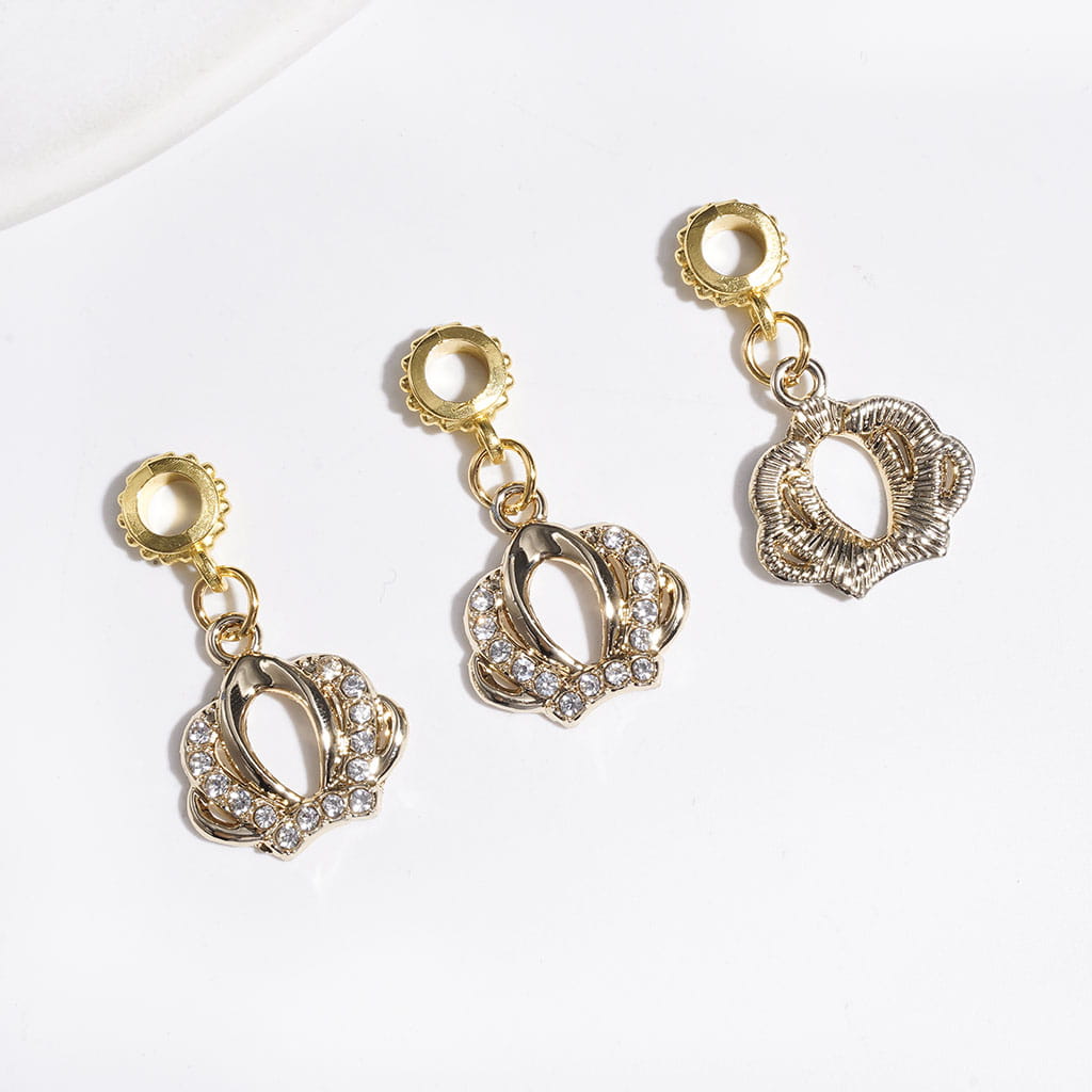Gold Metal Bail Beads Crown with Clear Rhinestones for Hanging Charms and Pendants, Jewelry Accessories