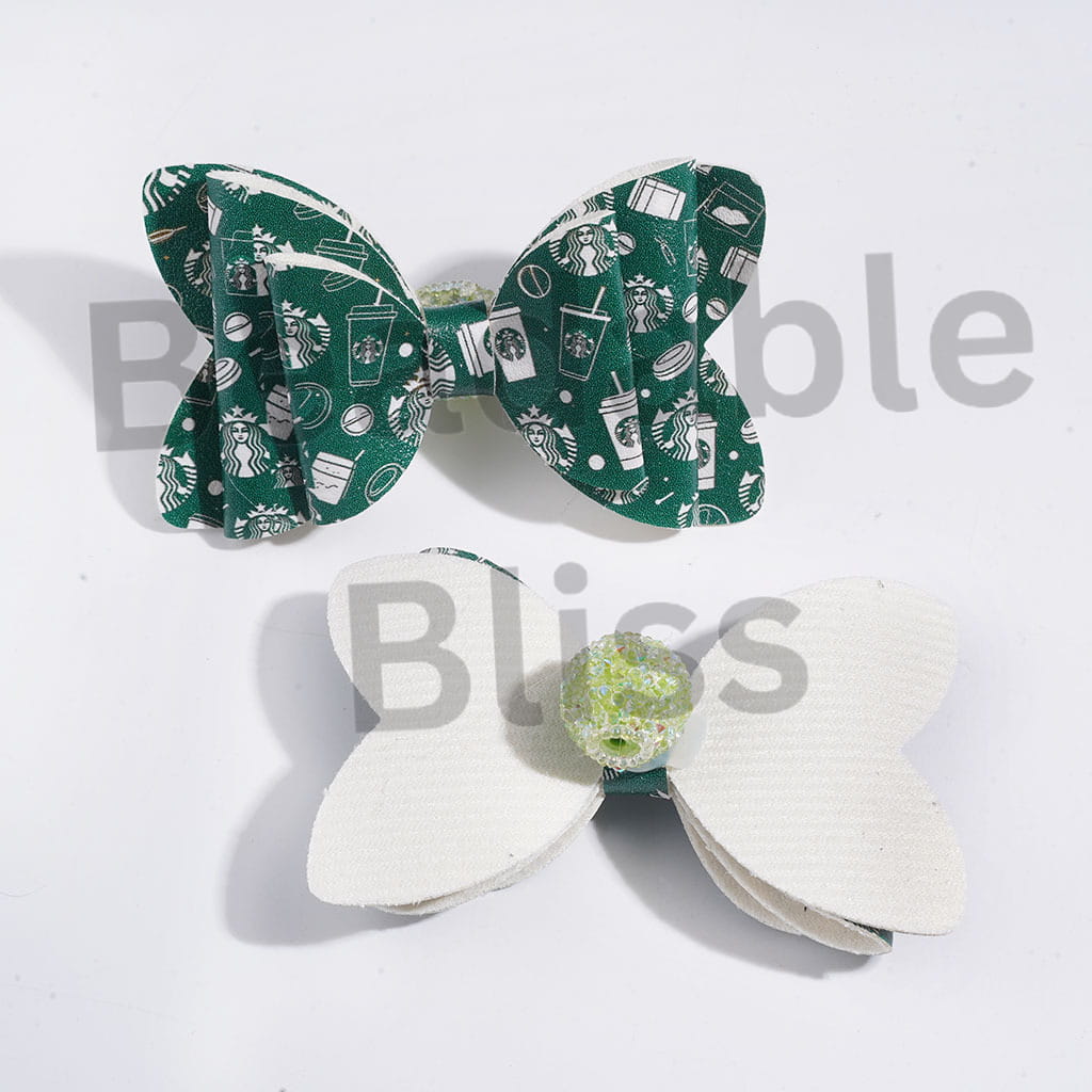 Acrylic Sugar Beads with AB Rhinestone and Clear Ball Chains, Fabric Bowtie with Coffee Series