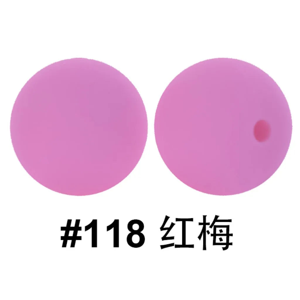Silicone Beads, Solid Colors, 15 mm