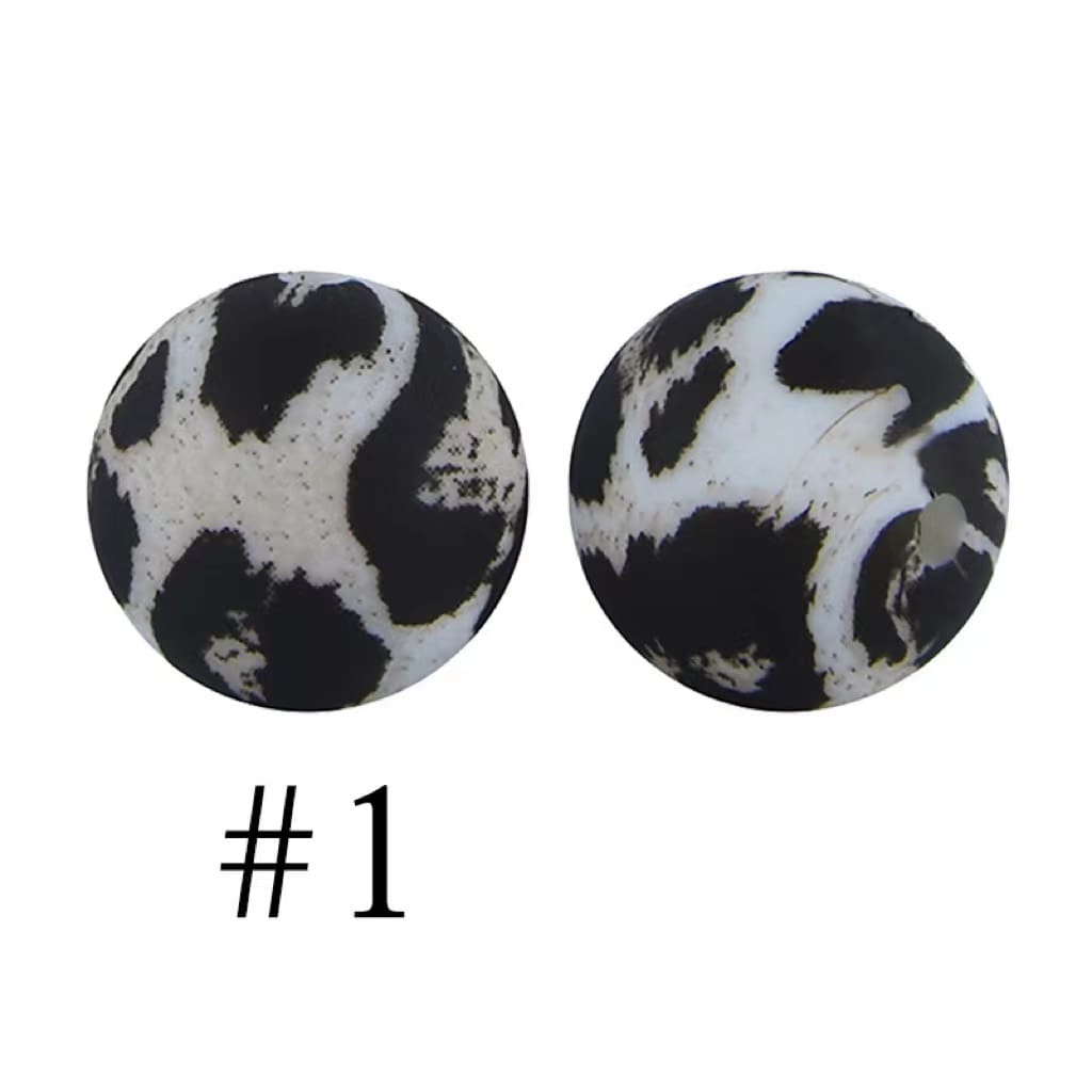 Jaguar Printed Silicone Beads Number 1