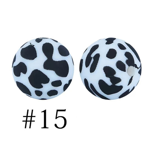 Cow Print Silicone Beads Number 15
