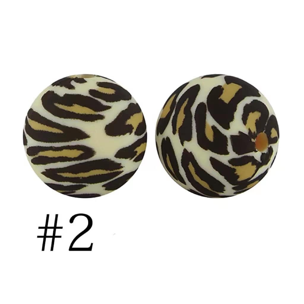 Jaguar Printed Silicone Beads Number 2