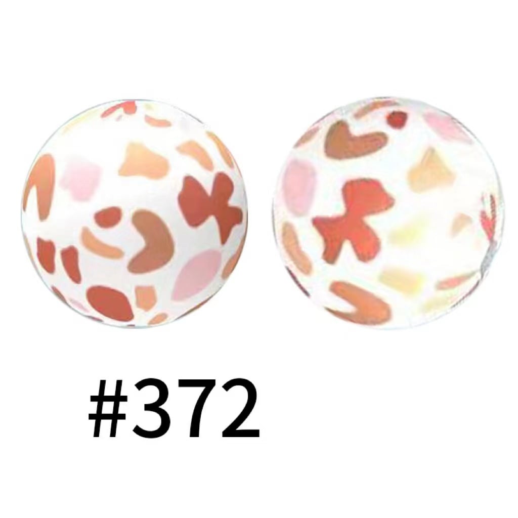 Stones on White Printed Silicone Beads Number 372