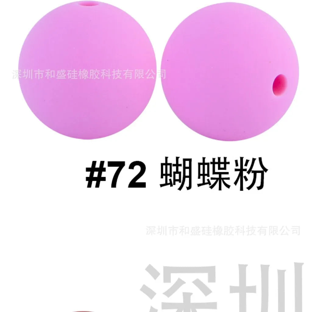 Silicone Beads, Solid Colors, 15 mm