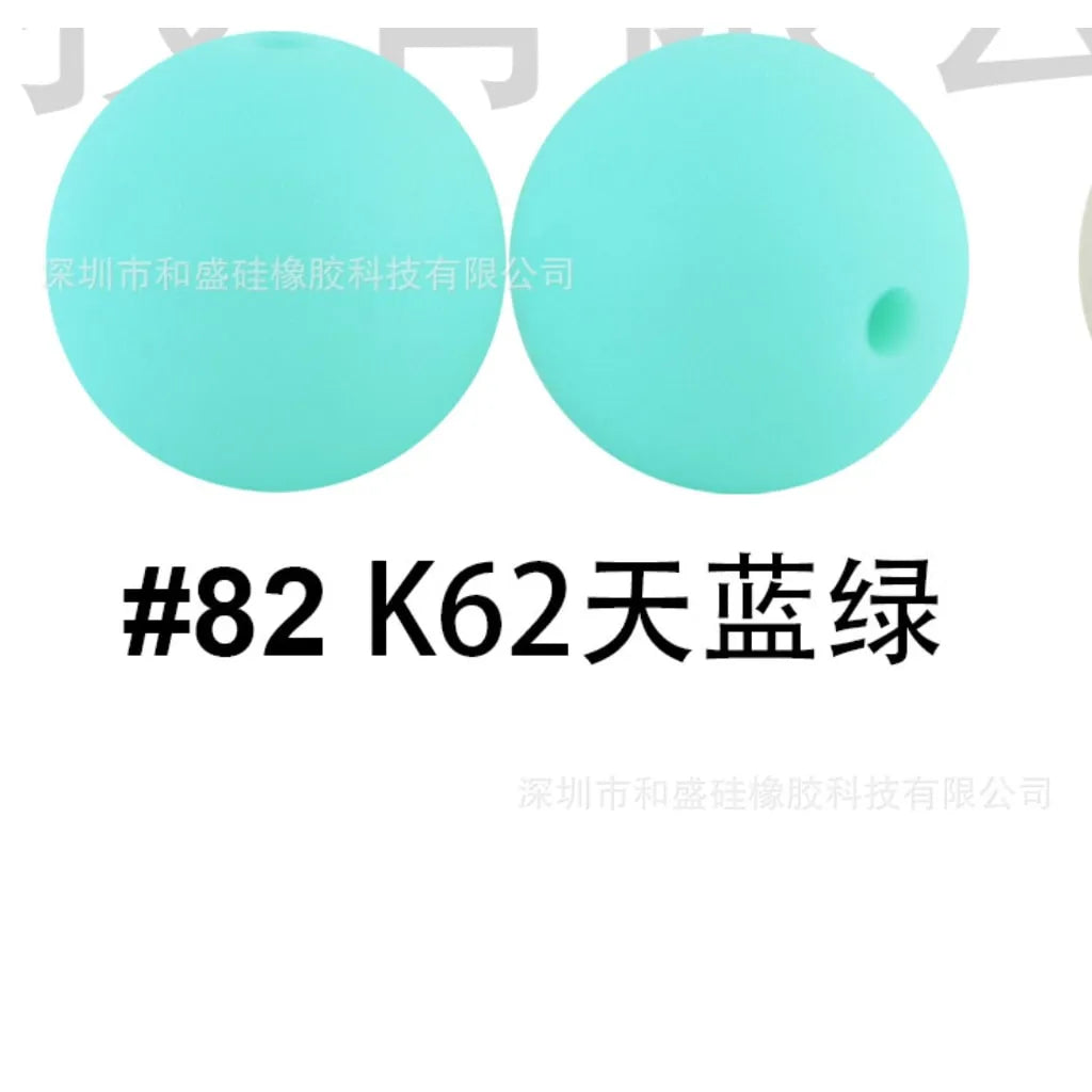 Silicone Beads, Solid Colors, 15 mm