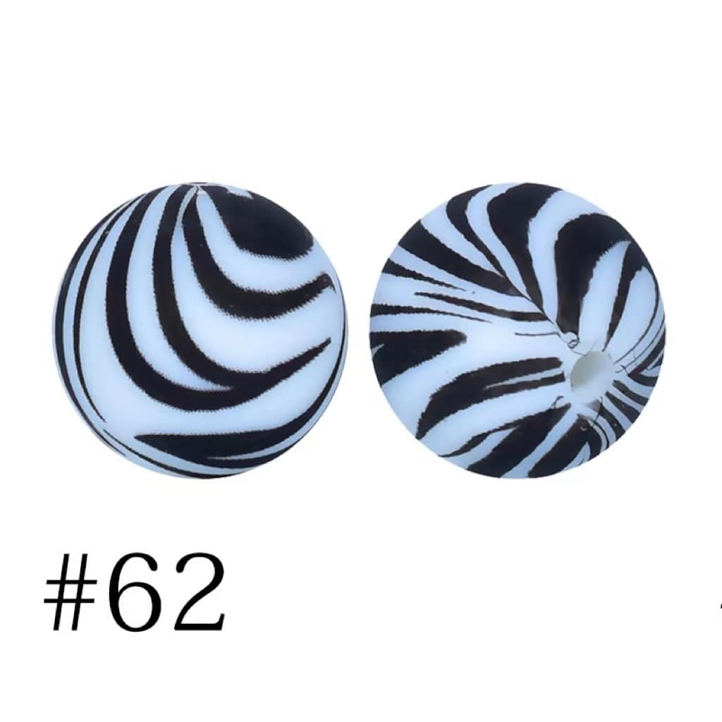 Zebra Printed Silicone Beads Number 62