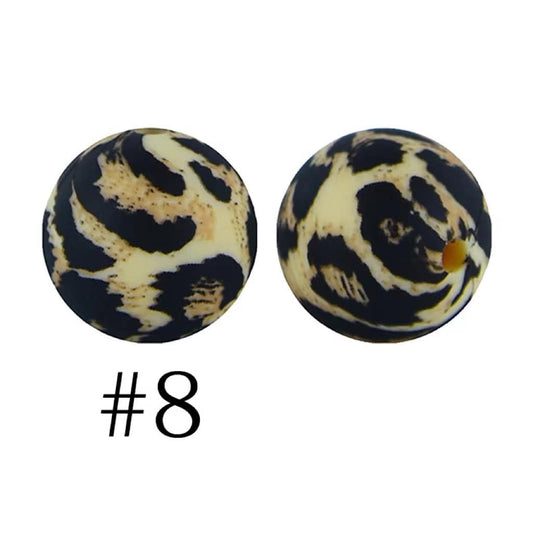 Jaguar Printed Silicone Beads Number 8