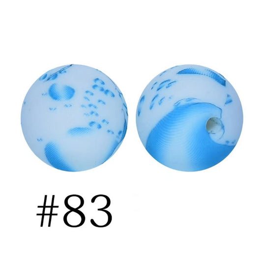 Ocean Blue Waves Printed Silicone Beads Number 83