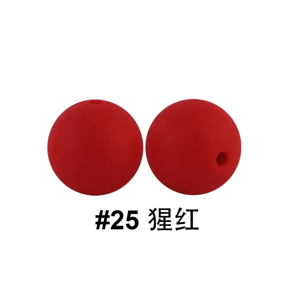 Silicone Beads, Solid Colors, 15 mm