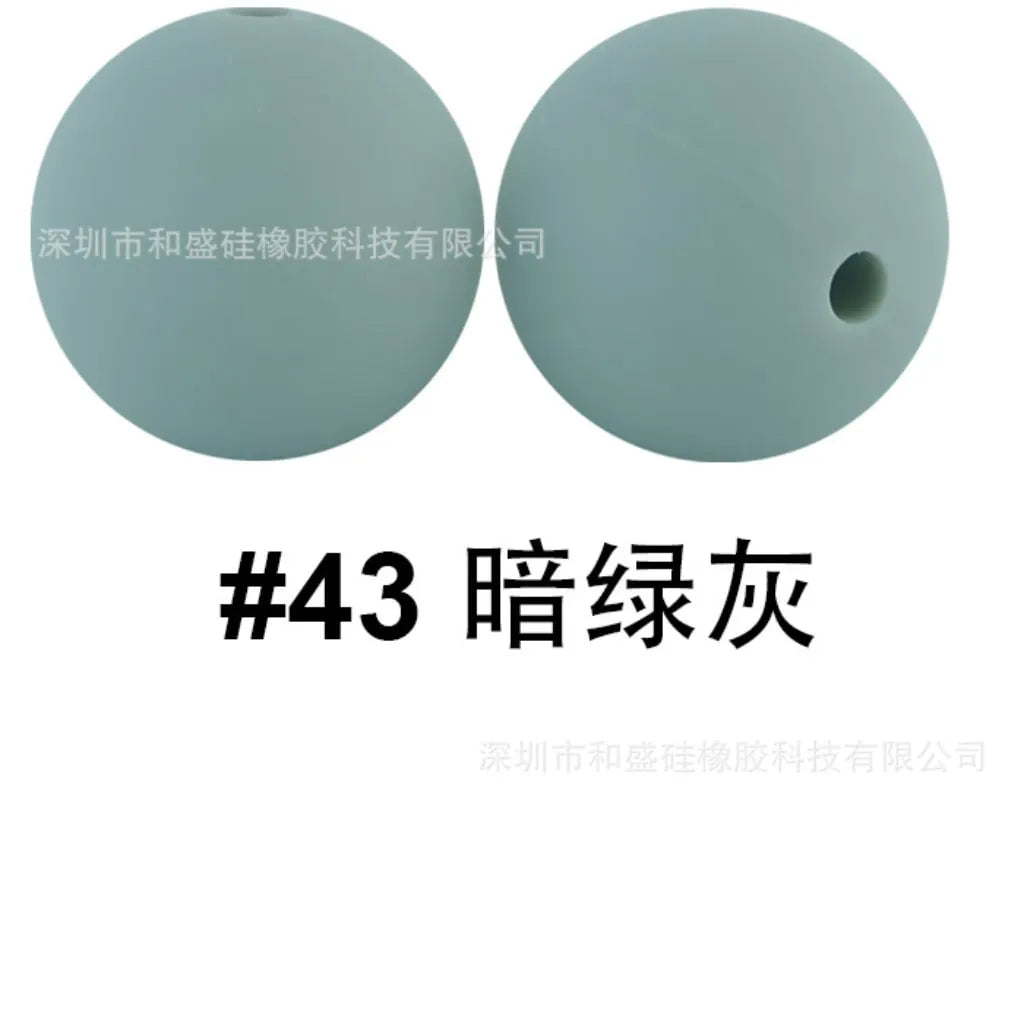 Silicone Beads, Solid Colors, 15 mm